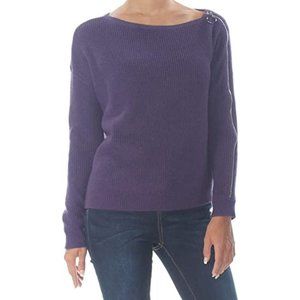 Bar III Women's Top XXL Zipper Sleeve Pullover Sweater Purple XXL